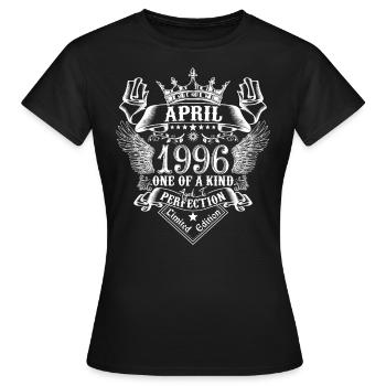 Avril 1996 anniversaire Avril 1996 Avril - T-shirt Femme - noir - Devant - AI Model Female 172 dark (172cm)