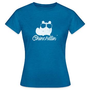Chinchilla Nagetier Haustier Nager Geschenk - Frauen T-Shirt - Antikblaues Saphir meliert - Vorne - AI Model Female 172 dark (172cm)