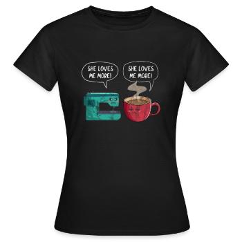 Coudre du café - T-shirt Femme - noir - Devant - AI Model Female 172 dark (172cm)