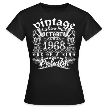 1968 October 1968 Birthday October 1968 - Women's T-Shirt - black - Front - AI Model Female 172 dark (172cm)