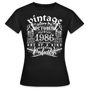 1986 October 1986 Birthday October 1986 - Women's T-Shirt - black - Front - AI Model Female 172 dark (172cm)