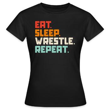 Wrestling Wrestler Fight Wrestling Ringer Gift - Women's T-Shirt - black - Front - AI Model Female 172 dark (172cm)