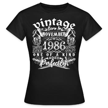 1986 November 1986 Anniversary November 1986 - Women's T-Shirt - black - Front - AI Model Female 172 dark (172cm)