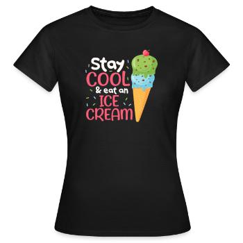 Eiscreme Eis Eiskrem Ice Cream Sommer Geschenk - Frauen T-Shirt - Schwarz - Vorne - AI Model Female 172 dark (172cm)