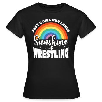 Wrestling Wrestler Fight Wrestling Ringer Gift - Women's T-Shirt - black - Front - AI Model Female 172 dark (172cm)
