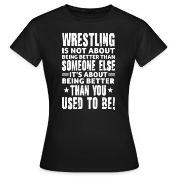 Wrestling Wrestler Fight Wrestling Ringer Gift - Women's T-Shirt - black - Front - AI Model Female 172 dark (172cm)