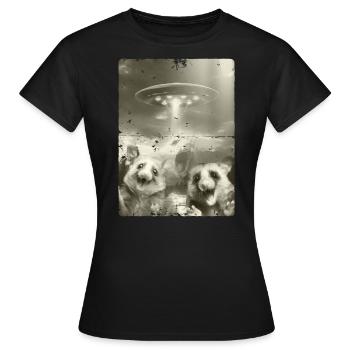 Alien Ufo Invasion Possums - Women's T-Shirt - black - Front - AI Model Female 172 dark (172cm)