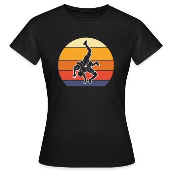 Wrestling Wrestler Fight Wrestling Ringer Gift - Women's T-Shirt - black - Front - AI Model Female 172 dark (172cm)