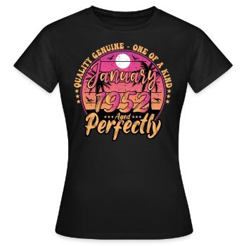 January 1952 Birthday 1952 January 1952 - Women's T-Shirt - black - Front - AI Model Female 172 dark (172cm)