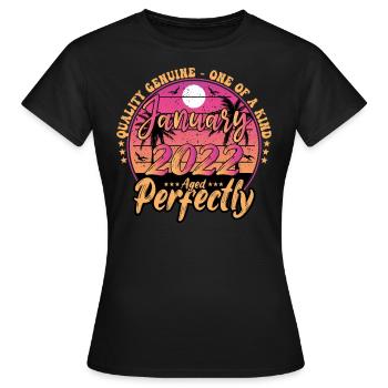 January 2022 birthday 2022 January 2022 - Women's T-Shirt - black - Front - AI Model Female 172 dark (172cm)