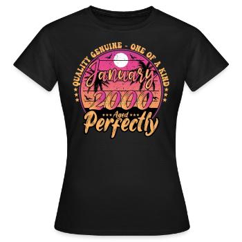 January 2000 Anniversary 2000 January 2000 - Women's T-Shirt - black - Front - AI Model Female 172 dark (172cm)