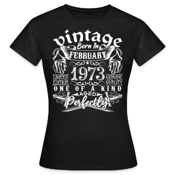 Februar 1973 Geburtstag Februar 1973 Februar - Frauen T-Shirt - Schwarz - Vorne - AI Model Female 172 dark (172cm)