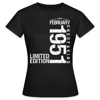 Anniversaire Février 1951 Février né en Février - T-shirt Femme - noir - Devant - AI Model Female 172 dark (172cm)