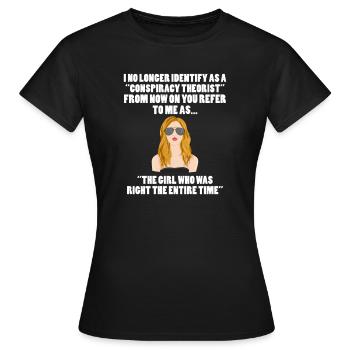 Conspiration théorie du complot cadeau - T-shirt Femme - noir - Devant - AI Model Female 172 dark (172cm)