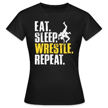 Wrestling Wrestler Fight Wrestling Ringer Gift - Women's T-Shirt - black - Front - AI Model Female 172 dark (172cm)
