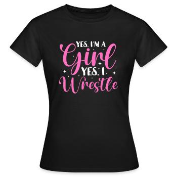 Wrestling Wrestler Fight Wrestling Ringer Gift - Women's T-Shirt - black - Front - AI Model Female 172 dark (172cm)
