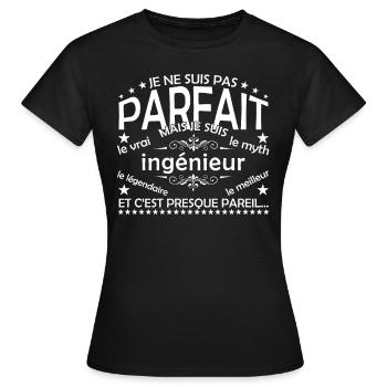 Ingénieur le seul Ingénieur le vrai Ingénieur - T-shirt Femme - noir - Devant - AI Model Female 172 dark (172cm)