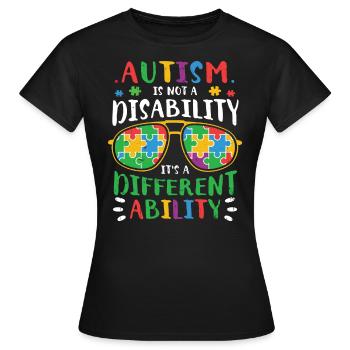 Autisme - T-shirt Femme - noir - Devant - AI Model Female 172 dark (172cm)