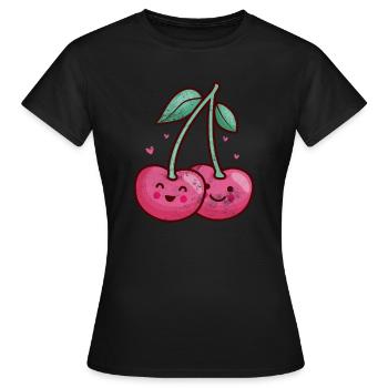 Kirsche - Frauen T-Shirt - Schwarz - Vorne - AI Model Female 172 dark (172cm)