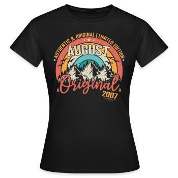 Août 2007 Août anniversaire 2007 Août - T-shirt Femme - noir - Devant - AI Model Female 172 dark (172cm)