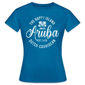 Aruba - Frauen T-Shirt - Antikblaues Saphir meliert - Vorne - AI Model Female 172 dark (172cm)