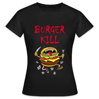 Fleischfresser Hamburger - Frauen T-Shirt - Schwarz - Vorne - AI Model Female 172 dark (172cm)