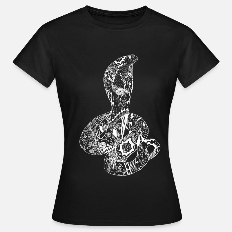 Patchwork Cobra - Frauen T-Shirt - Schwarz
