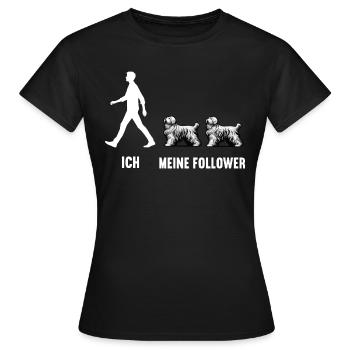 Ich meine Follower Bearded Collie Bearded Collies - Frauen T-Shirt - Schwarz - Vorne - AI Model Female 172 dark (172cm)