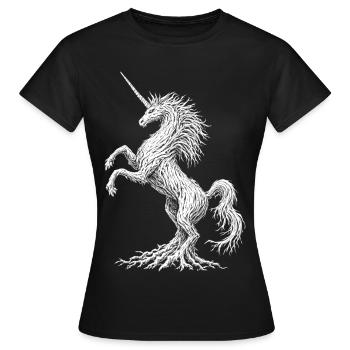 Gruseliger Einhornbaum Dark Fantasy Kunst Natur Liebhaber - Frauen T-Shirt - Schwarz - Vorne - AI Model Female 172 dark (172cm)