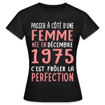 50th Anniversary - Born in December 1975 - Women's T-Shirt - black - Front - AI Model Female 172 dark (172cm)