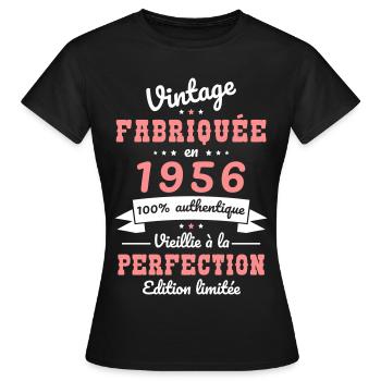 1956 – Vintage – Aged to perfection - Women's T-Shirt - black - Front - AI Model Female 172 dark (172cm)