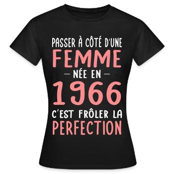 Born in 1966 – Coming close to perfection - Women's T-Shirt - black - Front - AI Model Female 172 dark (172cm)