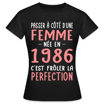 Geboren 1986 – Perfektion nahe - Frauen T-Shirt - Schwarz - Vorne - AI Model Female 172 dark (172cm)