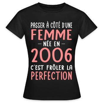 Geboren 2006 – Naht der Perfektion näher - Frauen T-Shirt - Schwarz - Vorne - AI Model Female 172 dark (172cm)