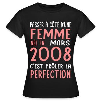 18th birthday - Born in March 2008 - Women's T-Shirt - black - Front - AI Model Female 172 dark (172cm)