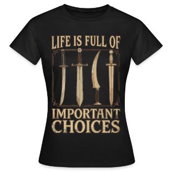 RPG Gamer: Die Qual der Wahl - Frauen T-Shirt - Schwarz - Vorne - AI Model Female 172 dark (172cm)