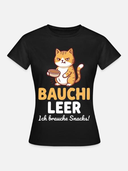 Bauchi leer Katze mit Kaffee - Frauen T-Shirt - Schwarz