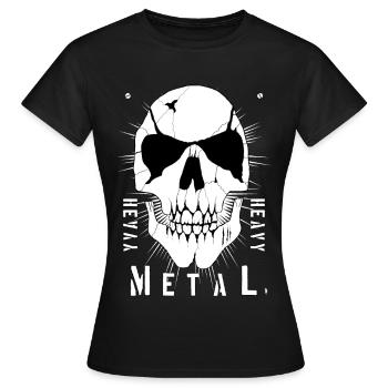 Metallschädel mit Rissen - Frauen T-Shirt - Schwarz - Vorne - AI Model Female 172 dark (172cm)
