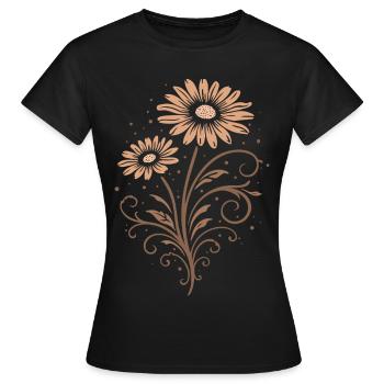 Margeriten – Florales Sommer Naturmotiv - Frauen T-Shirt - Schwarz - Vorne - AI Model Female 172 dark (172cm)