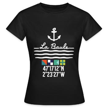 Ancre et vagues La Baule Coordonnées - T-shirt Femme - noir - Devant - AI Model Female 172 dark (172cm)