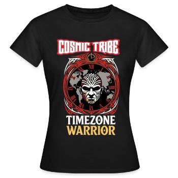 COSMIC TRIBE – Time Zone Warrior - Women's T-Shirt - black - Front - AI Model Female 172 dark (172cm)