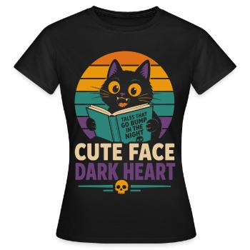 Chat d’horreur au visage mignon au cœur sombre - T-shirt Femme - noir - Devant - AI Model Female 172 dark (172cm)