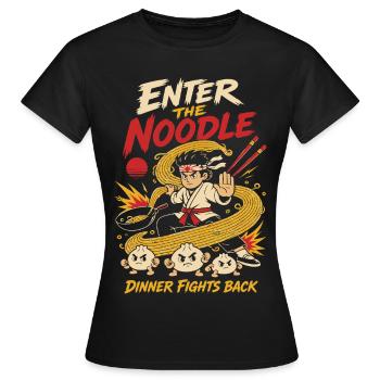 Voici l’humour des ramen d’arts martiaux aux nouilles - T-shirt Femme - noir - Devant - AI Model Female 172 dark (172cm)