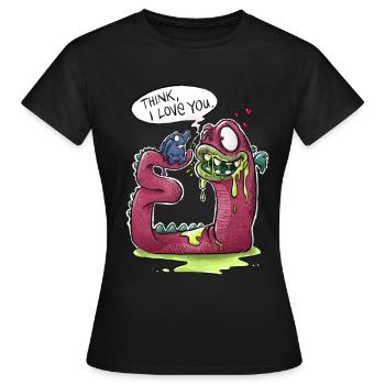 Think, I love you. - Frauen T-Shirt - Schwarz - Vorne - AI Model Female 172 dark (172cm)