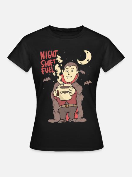 night shift fuell - draculla coffee - Frauen T-Shirt - Schwarz
