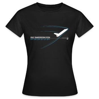 Space Shuttle (blauer Druck) - Frauen T-Shirt - Schwarz - Vorne - AI Model Female 172 dark (172cm)