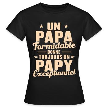 Papa Formidable - Papy Exceptionnel - T-shirt Femme - noir - Devant - AI Model Female 172 dark (172cm)