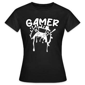 Gamer-Spielkonsole - Frauen T-Shirt - Schwarz - Vorne - AI Model Female 172 dark (172cm)