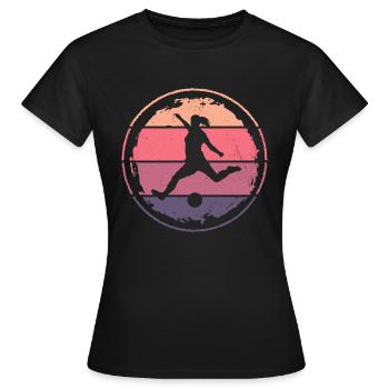 Fußballer Mädchen Fußball Spieler Fußballspieler - Frauen T-Shirt - Schwarz - Vorne - AI Model Female 172 dark (172cm)