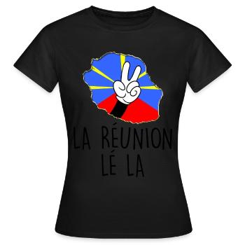 Reunion Island Reunion flag - Women's T-Shirt - black - Front - AI Model Female 172 dark (172cm)